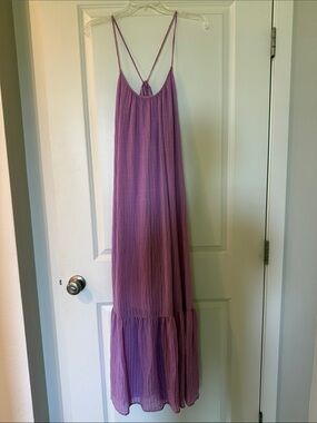 Love Stitch Purple Maxi Dress with Spaghetti Straps